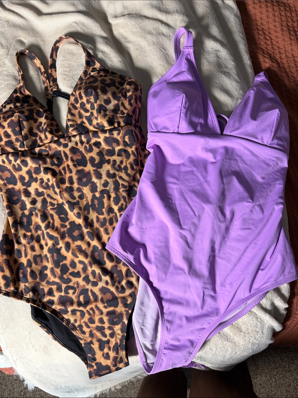Cupshe Leopard Print & Lavender One-Piece Swimsuits